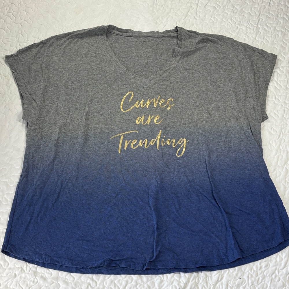 Lane Bryant Gray and Blue Graphic Tee size 22/24
